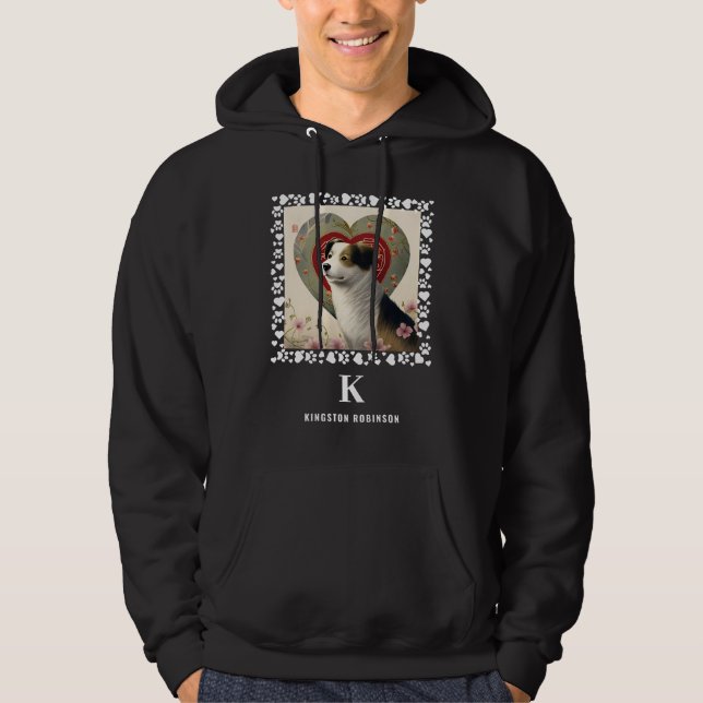 Hund Photo Tassar Prints Monogram & Namn Personlig Hoodie (Framsida)