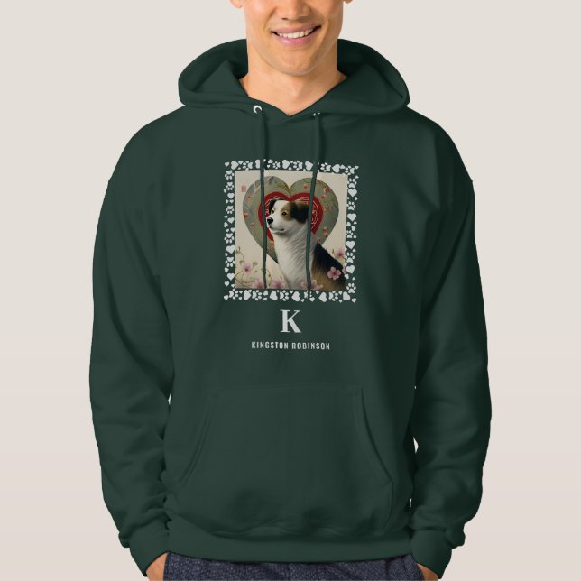 Hund Photo Tassar Prints Monogram & Namn Personlig Hoodie (Framsida)