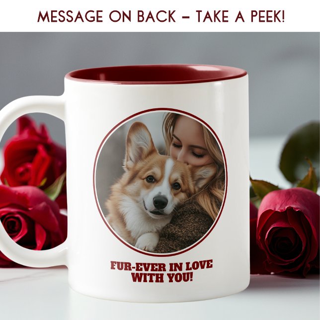 Hund Photo Valentines day Djurälskare Message Red Två-Tonad Mugg (Dog Photo Valentines Day Pet Lover Message Red Two-Tone Coffee Mug)