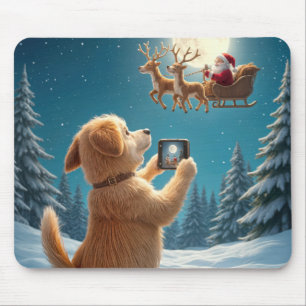 Hund Photographing Jultomten in Sleigh Musmatta