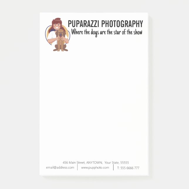 Hund Photography Business Anpassningsbar Post-it Block (Framsida)