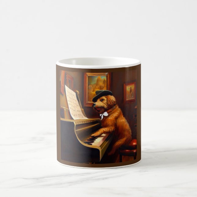 Hund Piano Player Kaffemugg (Center)