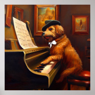 Hund Piano Player Poster
