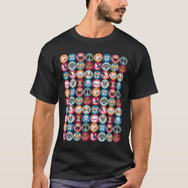 Hund Pile Valp Porträtt T Shirt (Framsida)