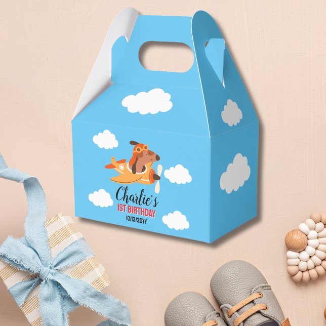 Hund Pilot Flygplan, Cute Kids Blue Birthday Presentaskar (Skapare uppladdad)