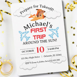 Hund Pilot Flygplan, Cute Roligt Barns födelsedag Inbjudningar