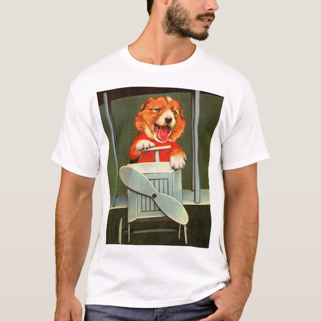 hund pilotutskrift t shirt (Framsida)