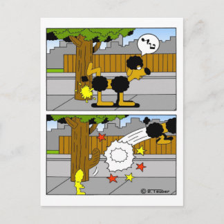 Hund pinkelt an Baum Vykort