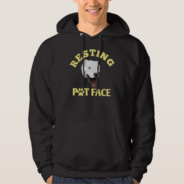 Hund Pitbull Restit Ansikte Vintage Hoodie (Framsida)