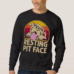 Hund Pitbull Restit Pit Ansikte FUNNY for Pitbull  Lång Ärmad Tröja
