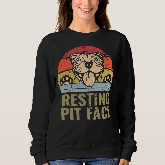 Hund Pitbull Restit Pit Ansikte T Shirt (Framsida)