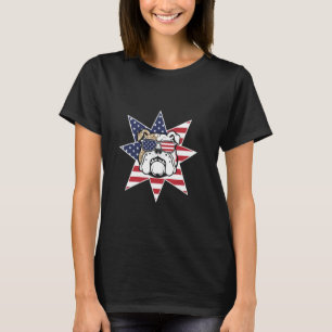 Hund Pitbull US Flag Solglasögon Grafisk 1 T Shirt