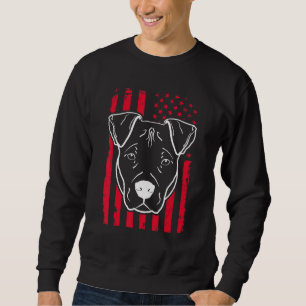 Hund Pitbull USA American Flagga 4 Lång Ärmad Tröja
