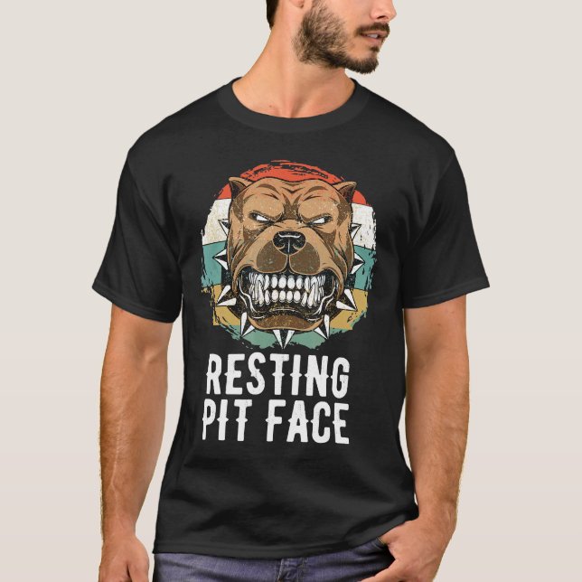 Hund Pitbull Vilar Pit Bull Ansikte T Shirt (Framsida)