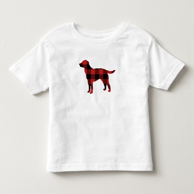 Hund Play Buffalo Check Silhouette jul T Shirt (Framsida)