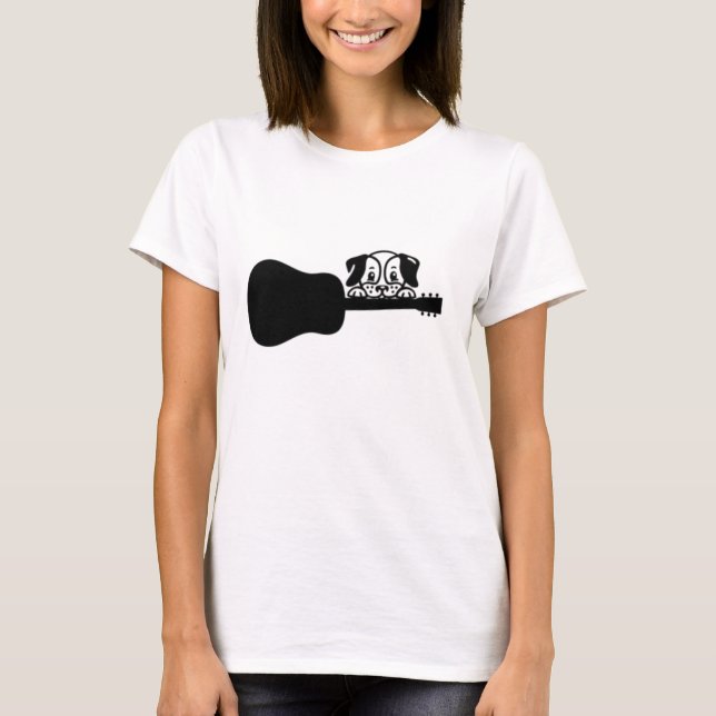 Hund play guitar t shirt (Framsida)