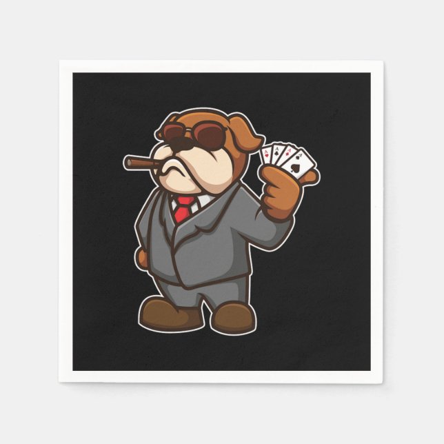 Hund Poker Player-kort Cigar Casio Spelare Gift Pappersservett (Framsidan)