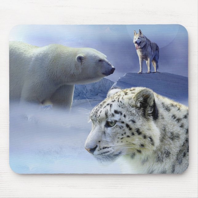 Hund, Polar Bear och Snö Leopard Musmatta (Framsidan)