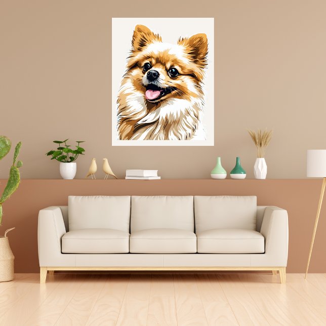 Hund Pommern Pop Art Poster (Dog Pomeranian Pop Art Poster)