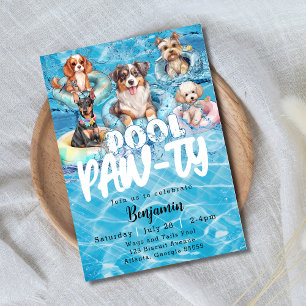 Hund Pool Pawsome Party Inbjudningar