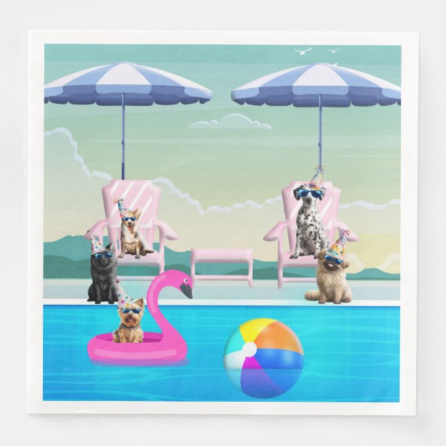 Hund Pool Pawty Pappersservett (Framsida)