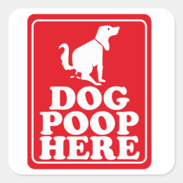 Hund Poop här Fyrkantigt Klistermärke