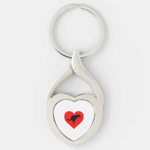 Hund Poop Heart Twisted Heart Silverfärgad Nyckelring