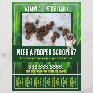 Hund Poop Scooper. Yard Clean-up. Anpassningsbar l Reklamblad