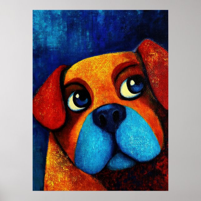 Hund Porträtt Art Poster (Framsidan)