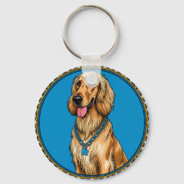 Hund Porträtt i Ornate Ram Nyckelring