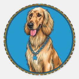 Hund Porträtt i Ornate Ram Runt Klistermärke