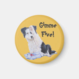 hund porträtt målning av den söta gräns-kolvar magnet