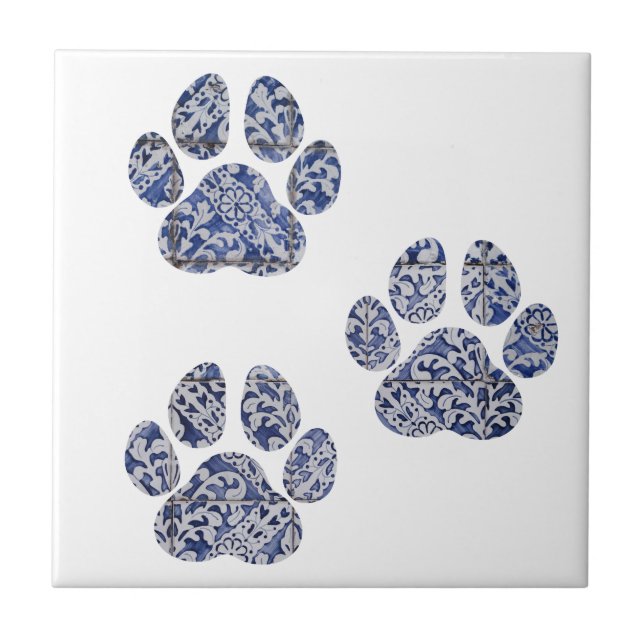 Hund Portugisiska Tiles Navy White Kakelplatta (Framsidan)