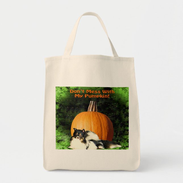 Hund Protected Large Pumpkin Funny Halloween Tygkasse (Framsidan)