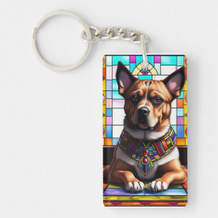 Hund prydd med färgglad halsband