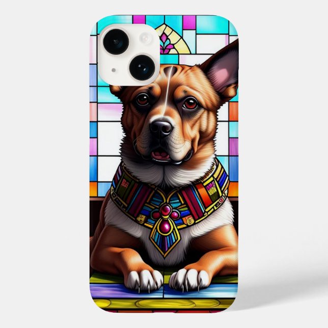Hund prydd med färgrik halsband (Baksida)