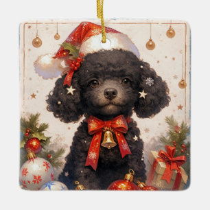 Hund Pudel Julgransprydnad Keramik