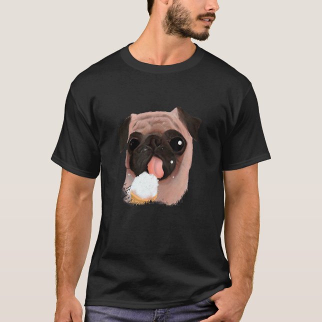 Hund Pug Ece Cream Cute 1 T Shirt (Framsida)