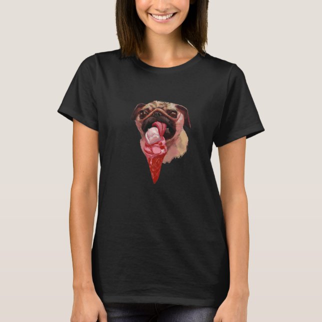 Hund Pug EEG Ice Cream Cute 2 T Shirt (Framsida)