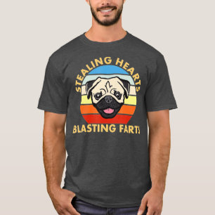 Hund Pug Funny för Stjärthearts och Blasting Farts T Shirt