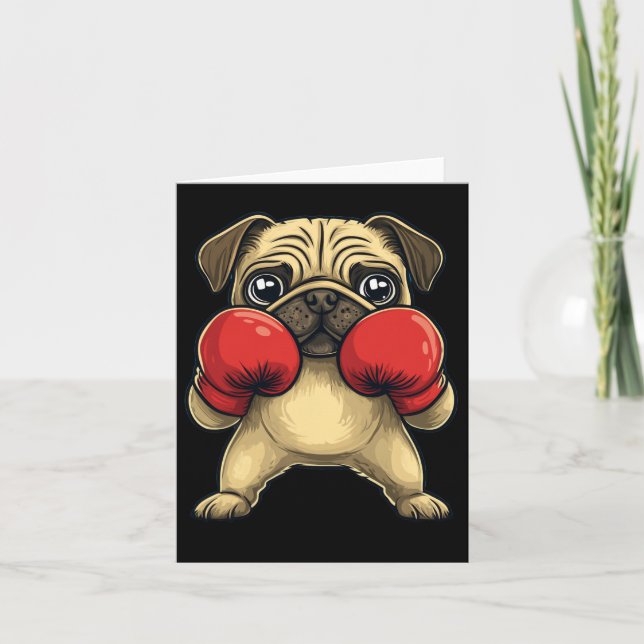 Hund Pug nedtryckt som en boxerfunny Boxing Kort (Framsida)