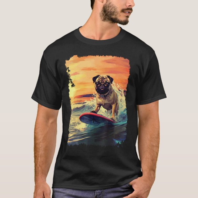 Hund Pug Paddlingsbräda T Shirt (Framsida)