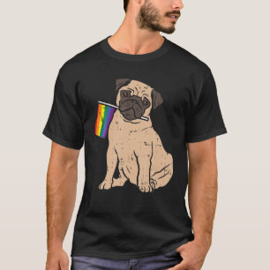 Hund Pug Rainbow Flagga LGBT Animal Pet Lov T Shirt