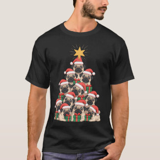 Hund Puggar Julgran Söt Jul T Shirt