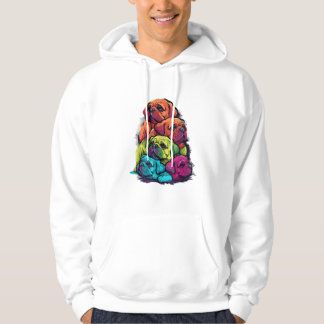 Hund Puggle med färgat LGBT-Pride Hoodie