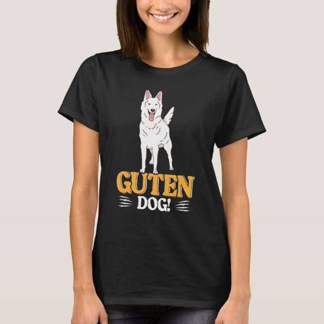 Hund Pun White German Shepherd T Shirt (Framsida)