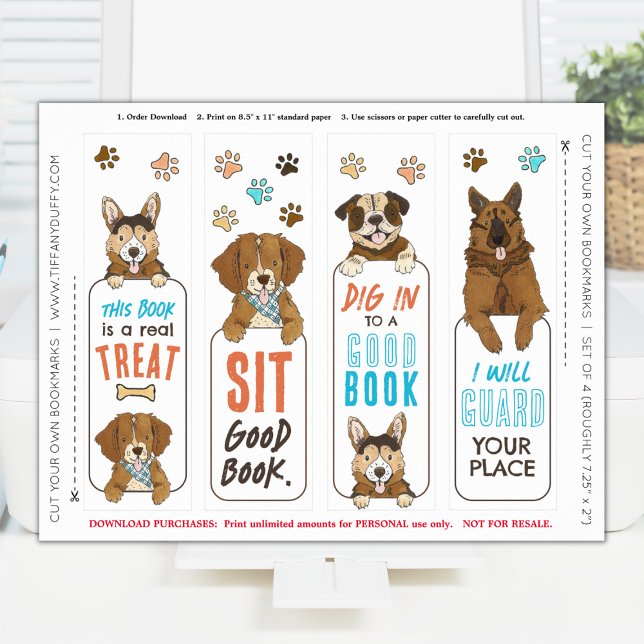 Hund Puns Funny Bokmärken Printable Lakan Poster (Skapare uppladdad)