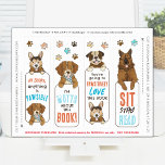 Hund Puns skär ner din egen DIY Funny Bokmärken La Poster<br><div class="desc">De här söta illustrerade hund Temed bokmärken är den perfekt lilla festen för din hund, den där pawty eller bara för dem som kärlek hundar och kärlek läser! Den här bokmärkesmallen lakan har fyra redon för att klippa ut DIY bokmärken med en valp tryckt på framsidan. Baksidan är klar. Med...</div>