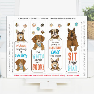 Hund Puns skär ner din egen DIY Funny Bokmärken La Poster