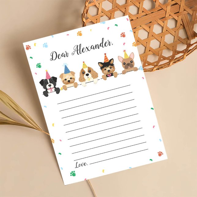 Hund Puppy Birthday Capsule Note Message Card Inbjudningar (Skapare uppladdad)